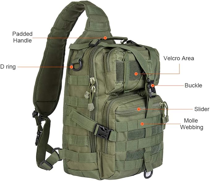 hopopower Tactical Sling Bag Pack Military Rover Shoulder Backpack EDC Assault Range Bag, Water-Resistant