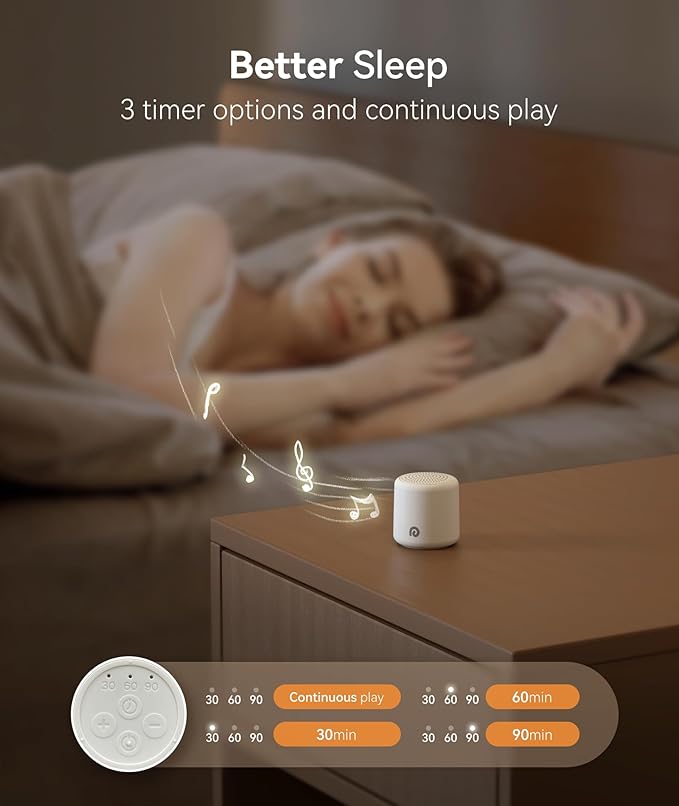 Dreamegg Sound Machine - Portable Sound Machine for Baby%Adults, 16 Soothing Sounds, Timer, Travel Mini White Noise Sound Machine for On-The-go Home Baby Shower Registry Gift, 2 Pack, White&Black