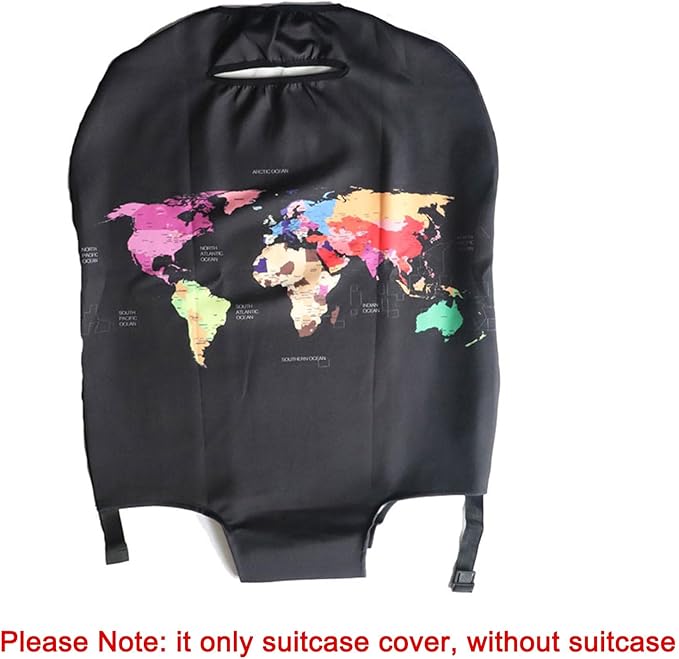 MosaiRudo Thicker Luggage Cover Elastic Suitcase Cover Protector Fits 18-32 Inch Suitcase Travel Accessories (World Map, L-)