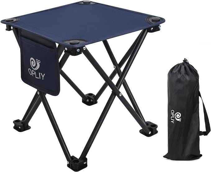 Opliy Camping Stool, Folding Small Chair Portable Camp Stool for Camping Fishing Hiking Gardening and Beach, Camping Seat with Carry Bag (Blue)