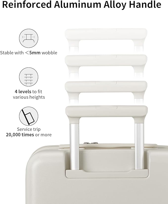 aji Expandable Top Opening 24 Inch Checked Luggage with Spinner Wheels, Large Suitcase with TSA Lock, Hard Shell Travel luggage Suitcases for Men Women, for 12+Days Travel, Coconut White