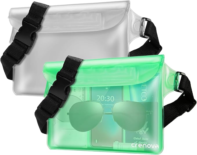 Waterproof Bag for Beach, Waterproof Pouch for Phone Passport Purse, Fanny Packs for Women, Floating Dry Bags for Cruise Ship Travel Water Park Surfing Boating Fishing Kayaking Pool Accessories