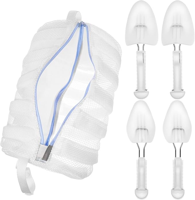 Mesh Shoe Laundry Bag with Stretcher for Washer and Dryer - Reusable Cleaning Bag Protects Shoes and Washing Machine, Ideal for Sneaker Cleaning and Storage