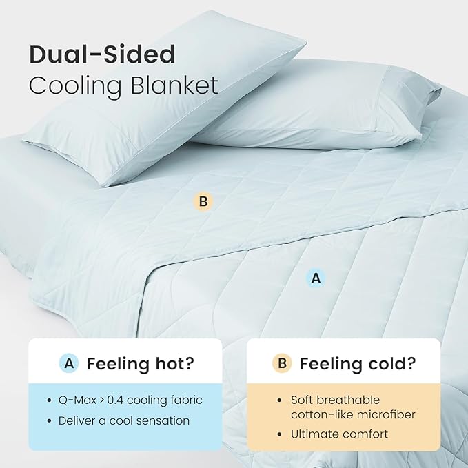 Cozy Bliss Cooling Blanket for Hot Sleepers, Q-Max 0.4 Cooling Comfort King Size, Cold Blankets for Night Sweats Sleeping, Ultra-Cool Lightweight Breathable Summer Blanket for Bed