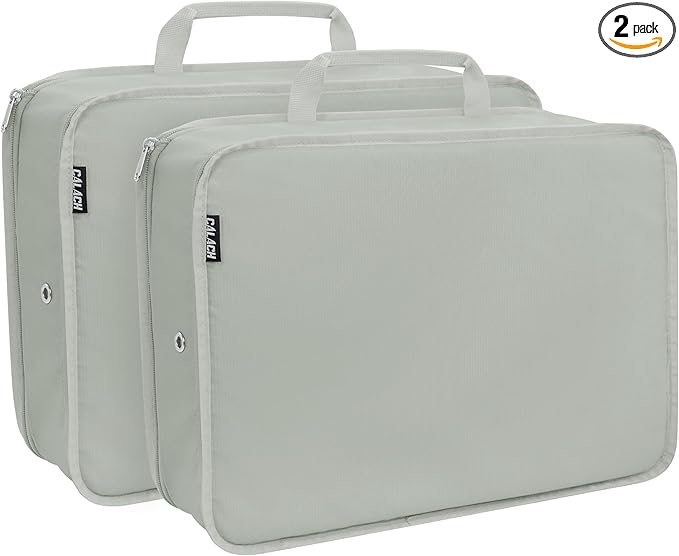 Extra Large Compression Packing Cubes for Travel Essentials, 2 Set Expandable Travel Cubes for Packing Bags Suitcase Organizer, Grey