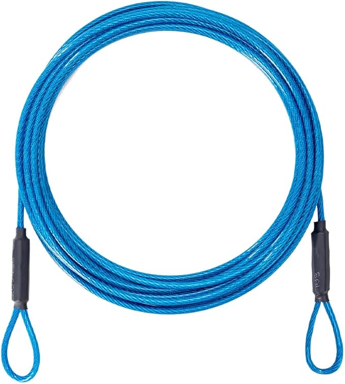 3.3mm (1/8 Inch) Outdoor Travel Stainless Steel Security Cable-20ft Luggage Lock Safety Wire Flexible Steel Wire Rope with Double Loop Safety for Luggage, Bike, Lock(Blue, 20ft-(1Pack)