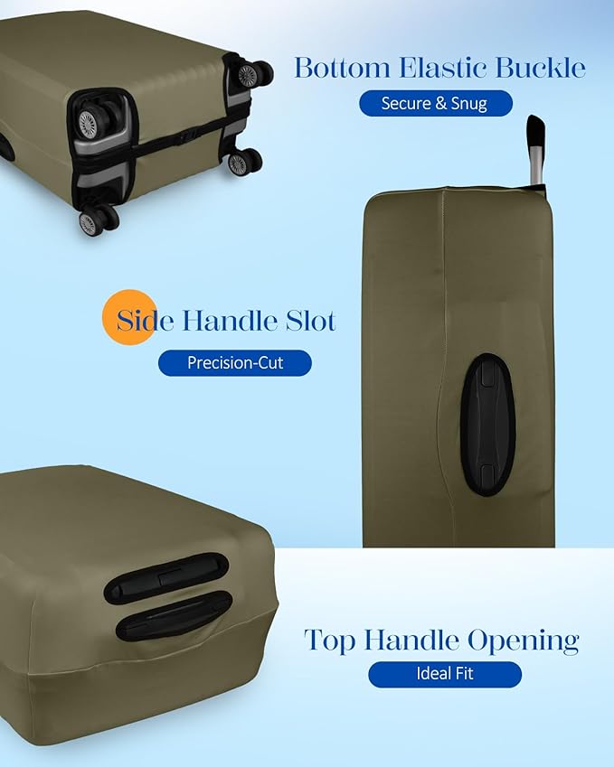 Slohif Luggage Cover for Suitcase Tsa Approved Protector - Luggage Sleeve Suit Case Cover Travel Stretch Large Baggage Case Protective Washable Fit 26-28 Inch Green
