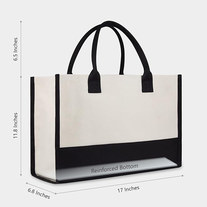 TOPDesign Embroidery Initial Canvas Tote Bag, Personalized Present Bag, Suitable for Wedding, Birthday, Beach, Holiday, is a Great Gift for Women, Mom, Teachers, Friends, Bridesmaids (Letter M)
