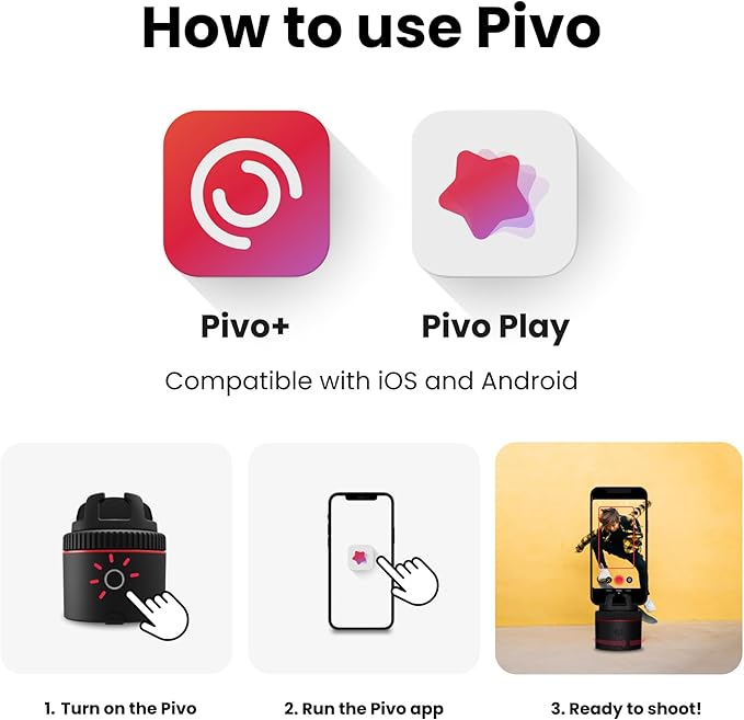 Pivo Pod Classic Auto Tracking Phone Holder, Face & Body Tracker, 360° Rotation, Stand for Content Creation with Remote Control, Smart Mount and Travel Case