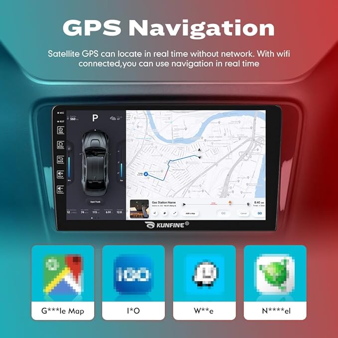 Kunfine Car CarPlay Android Auto Navigation Stereo GPS Radio Reverse Camera Display 9" IPS Touchscreen Headunit Tablet Pad Media Player for Subaru Forester 2007-2013, if Applicable Octa Core 6G+128G