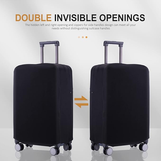 Travel Luggage Cover Suitcase Protector Scratch-Resistant Fit 19-31 Inch Suitcase, Not Included Suitcase (Black, S(19-21inch))