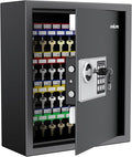 Uniclife 70 Position Key Cabinet with Combination & Key Lock Wall Mounted Security Keys Safe Key Organizer Resettable Black Digital with Keypad Lock Adjustable Racks Colorful Key Tags & Permanent Pen