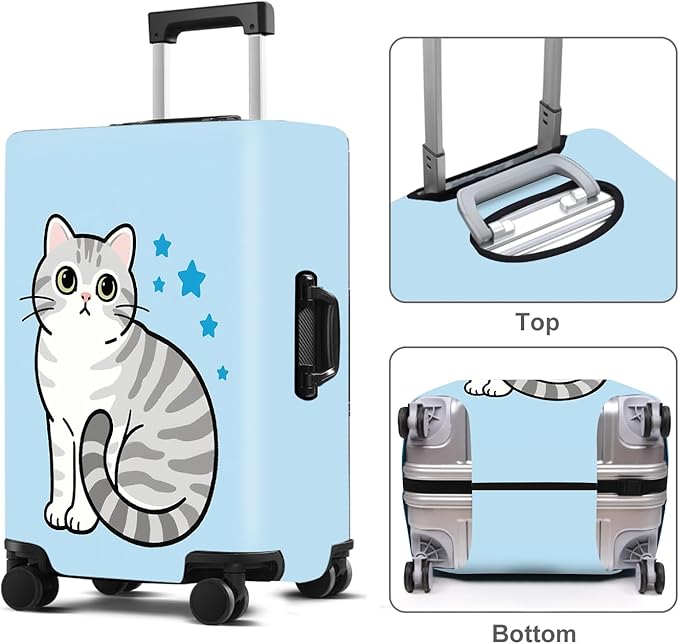 Luggage Cover Washable Suitcase Protector Anti-scratch Suitcase cover Fits 20-34 Inch Luggage (Cat, XL(32-34inch suitcase))