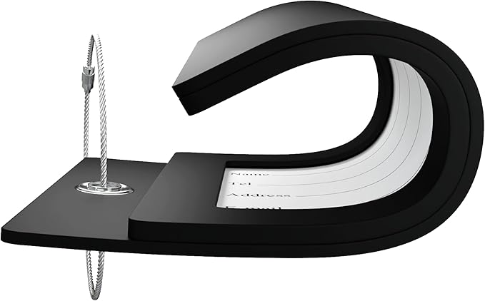 Gostwo 2 Pack Luggage Tags for Suitcases, 26 Initial Letter Travel Luggage Baggage Identification Labels ID Tag Fully Bendable Tags with Stainless Steel Loop (Black) (Letter W)