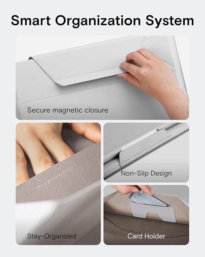 MOFT Laptop Carry Sleeve, 2-in-1 Laptop Bag & Stand for 13" MacBook Air/Pro & Dell/HP/Lenovo/Asus, Stylish Slim Computer Sleeve Bag with Expandable Storage for Computer Accessories, Seafoam