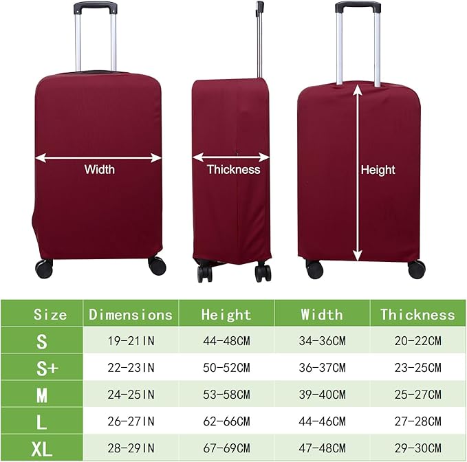 PATIKIL Luggage Cover, Suitcases Covers Elastic Carry on Cover Protector Washable Scratch-Resistant Fits 22-23 Inch Luggage for Travel Business Trips, Wine Red