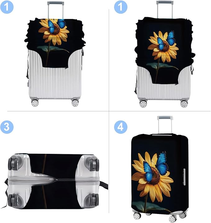 Luggage Cover Washable Suitcase Protector Anti-scratch Suitcase cover Fits 20-34 Inch Luggage (Sunflower, L(28-30inch suitcase))