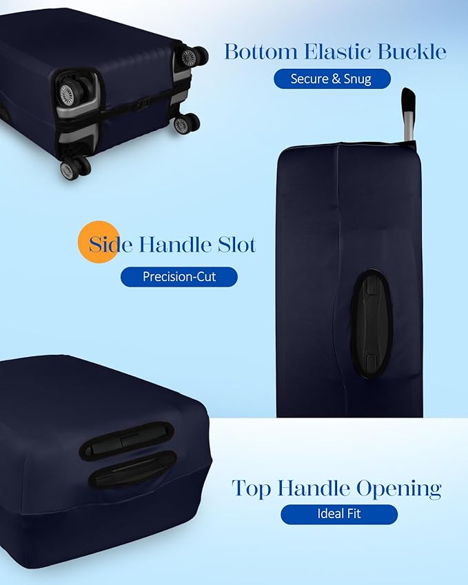 Slohif Luggage Cover for Suitcase Tsa Approved Protector - Luggage Sleeve Suit Case Cover Travel Stretch Large Baggage Case Protective Washable Fit 29-30 Inch Navy Blue