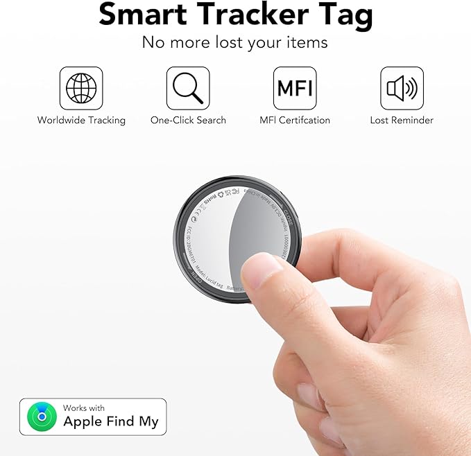 2025 New [Apple MFi Certified] (iOS Only) Air Tracker Tags-5 Pack, Bluetooth Tracker for Apple Find My, Replaceable Battery, Key Finder and Item Locator Smart Tag for Keys, Bags, Luggage, Pets, Wallet