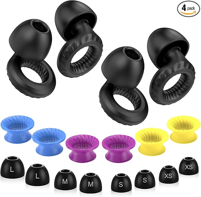 Ear Plugs for Sleeping Noise Cancelling -30dB, 2-Pack Reusable Soft Noise Reduction Ear Plugs for Sleep, Travel,Deep Focus, Hearing Protection,Concert with Carrying Case(Black*2)