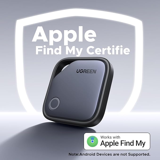 UGREEN 2Pack FineTrack Smart Finder Compatible with Apple Find My (iOS Only) 2-Year Replaceable Battery Bluetooth Tracker Tags, Item Finder Smart Tag for Key Luggage Passport