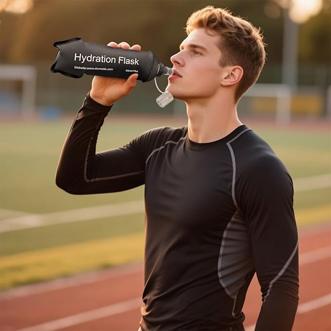 GYGYL Soft Flask, TPU Collapsible Soft Water Bottle for Hydration Pack, Running Vest, Leak-Proof Folding Water Bottle for Hiking Cycling Climbing Jogging-250ml Black