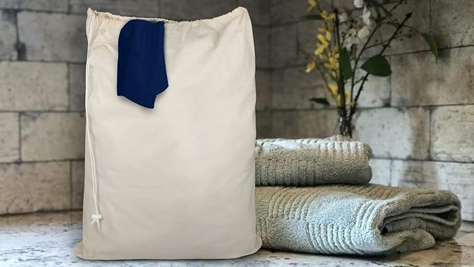 Urban Villa Laundry Bags Canvas Dirty Clothes Travel Laundry Bag Machine Washable|Reusable Hamper Liner Bag for Garments Delicates Lingerie with Drawstring Closure 4 Pack|Size 28 x 36 Inches