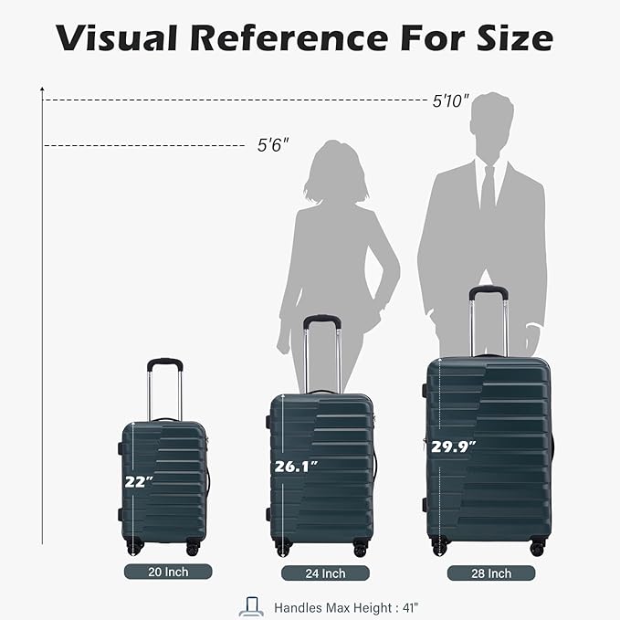 Coolife Carry On Luggage Airline Approved with Wheels Hard Shell Suitcase Spinner TSA Lock Telescopic Handle 20-inch,Gray