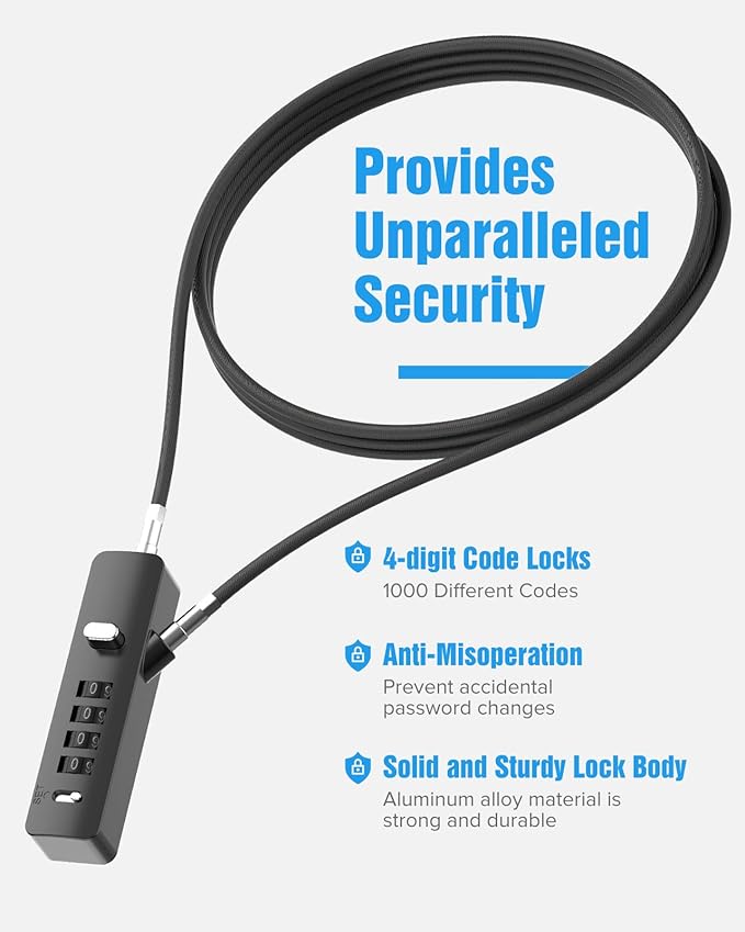 Combination Lock, 4-Digit Steel Cable Locks with Code, Locks for Lockers with 3 Lengths Cables for Bikes, File Cabinets, Wardrobes, Small Fences, Refrigerator Door (Gray-1pc)