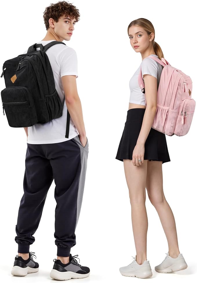 ZORFIN 26L Backpack for College, and Travel: Corduroy Bookbag - Deep Purple