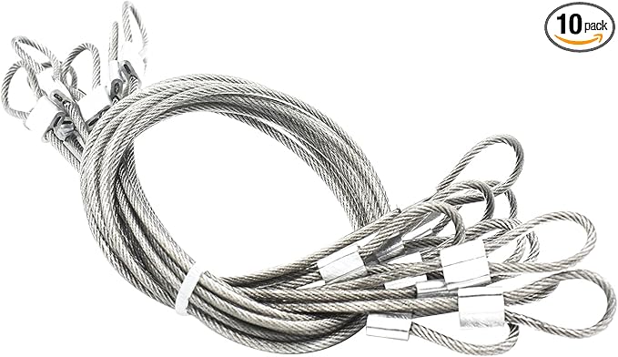 10 pcs 20 inch (50cm) 3mm Thickness Stainless Steel Wire Cable with Loops Vinyl Cover Coated Short Rope Lanyard Lock Safety Tether Chains, Clear