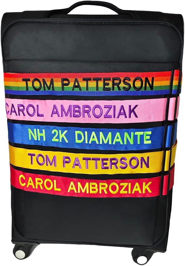 2PC Custom Embroidery Luggage Strap with Your Text/Name,Personalized Luggage Straps with Lock for Suitcases,Adjustable Suitcase Strap Belt Tag for Secure Travel