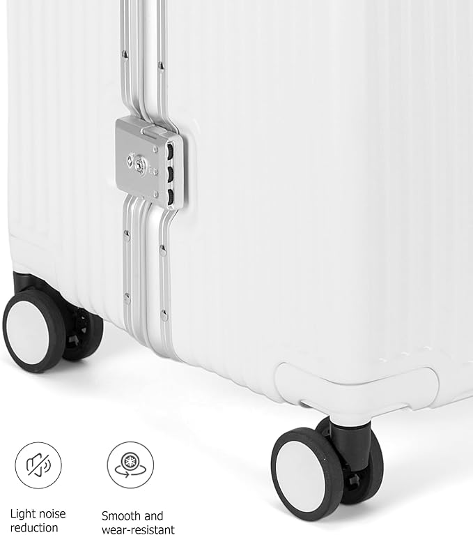 feilario 26in Super Large Captain Aluminum Frame Hardside Spinner Wheels Luggage, Zipperless Checked Suitcase with Cup Holder/Phone Holder