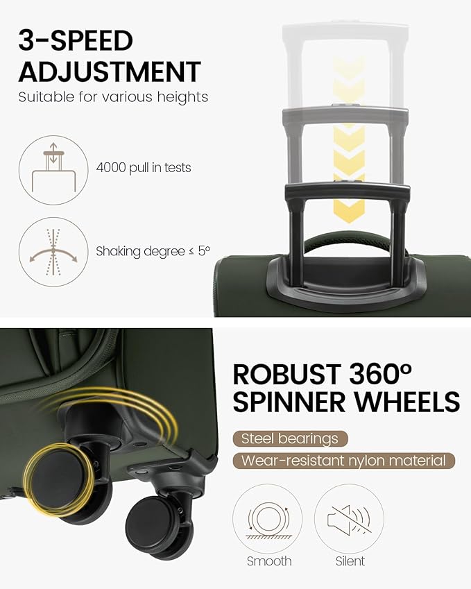 LOVEVOOK Carry On Luggage 22x14x9 Airline Approved, 22 Inch Softside Suitcases with Spinner Wheels, Lightweight Carry-on Suitcase with TSA Lock for Women Men, Large Luggage for Travel Business Trip