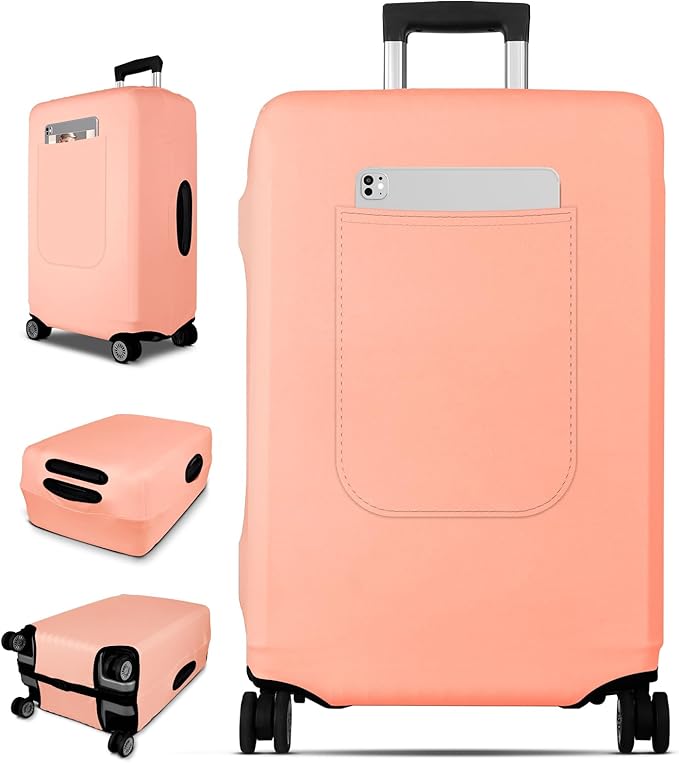 Slohif Luggage Cover for Suitcase Tsa Approved Protector - Luggage Sleeve Suit Case Cover Travel Stretch Large Baggage Case Protective Washable Fit 30-32 Inch Rose