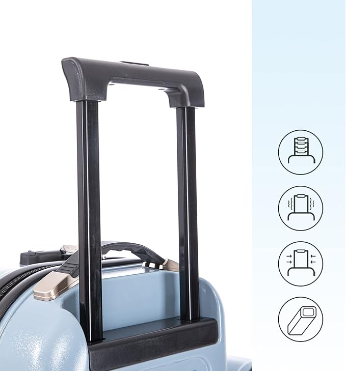 Apelila 22 inch Ride on Suitcase for Kids Travel Trolley Luggage with Spinner Wheels Travel Suitcase for Child with Combination Lock/Safety Belt/Telescoping Handle (Blue)