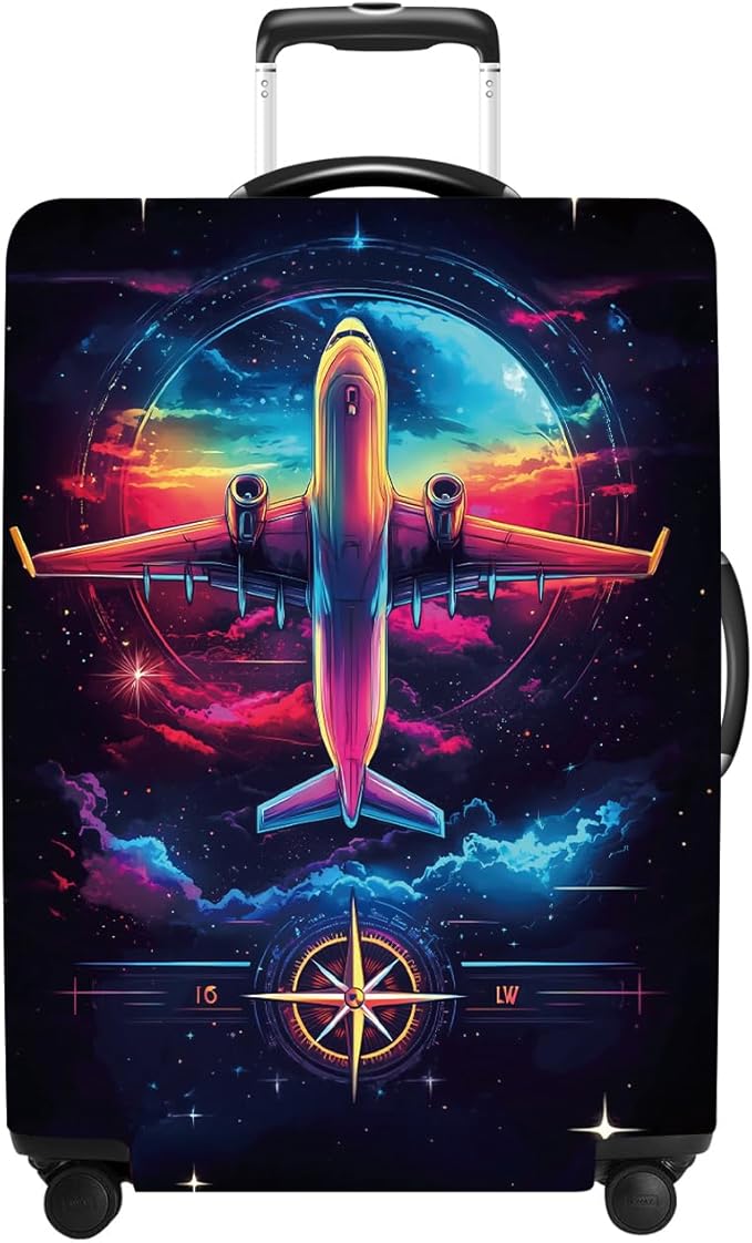 Luggage Cover Washable Suitcase Protector Anti-scratch Suitcase cover Fits 20-34 Inch Luggage (Aircraft, S(20-22inch suitcase))