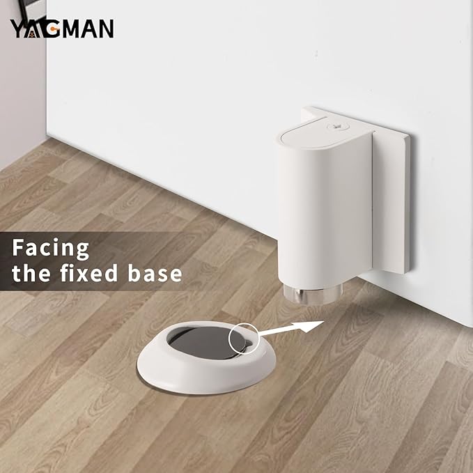 3 Pack Magnetic Door Stoppers Retractable Bottom of Door Holder No Drilling Mount Floor Door Stop with Screws and Adhesive Catch Door Keep Door Open White WT-3