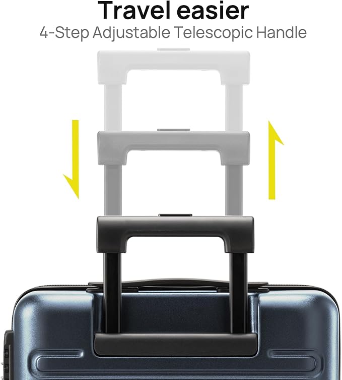 Carry on Luggage 22 X 14 X 9 Airline Approved, 20 Inch Luggage for 3-5 Days Travel, Double Spinner Wheels, 100% Hardshell PC, TSA Lock (09-Grey, Checked 24-Inch)