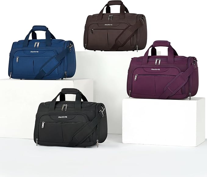 Hanke Underseat Carry On luggage Bags for Travel, Foldable Travel Bags for Women, Soft Lightweight Personal Item Travel Bag Small Carry On Bags for Airplanes, Travel Tote Bags for Women Men.（Purple）