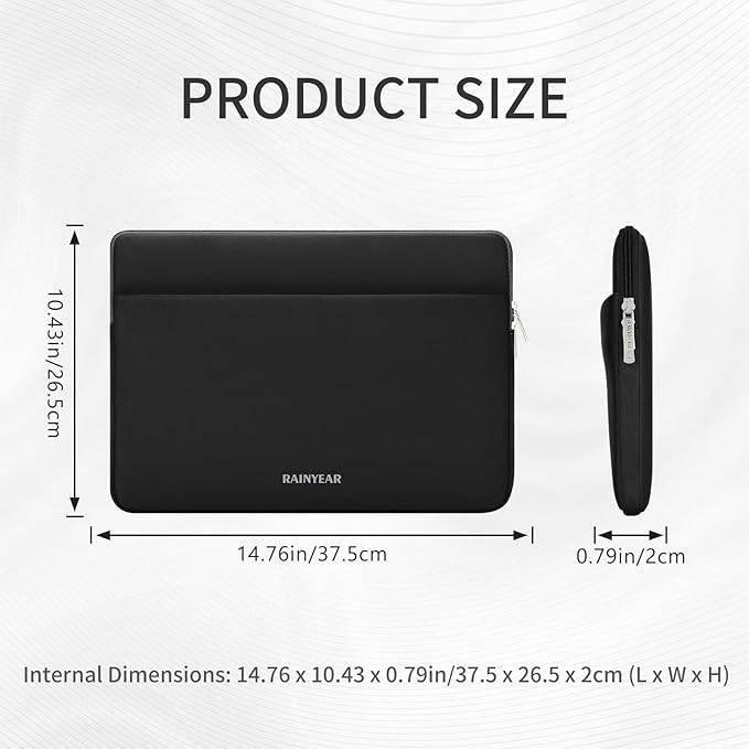 RAINYEAR Laptop Sleeve Case 15 16 Inch, Protective Portable Case with Front Pocket, Briefcase Handbag Computer Cover Laptop Bag Compatible for MacBook Pro/Max M4 M3 M2 M1, Black