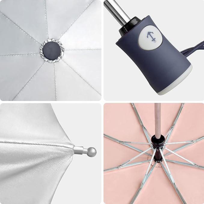 Cuby UV Sun Umbrella Compact Folding Umbrella lightweight Portable Manual Travel Umbrella for Rainproof & 99% UV Protection with Black Anti-UV Coating