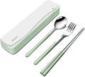 DEVICO Travel Utensils With Case, 18/8 Stainless Steel Camping Utensils, Reusable Portable Silverware Cutlery Set For Lunch Box, Include Fork Spoon Chopsticks