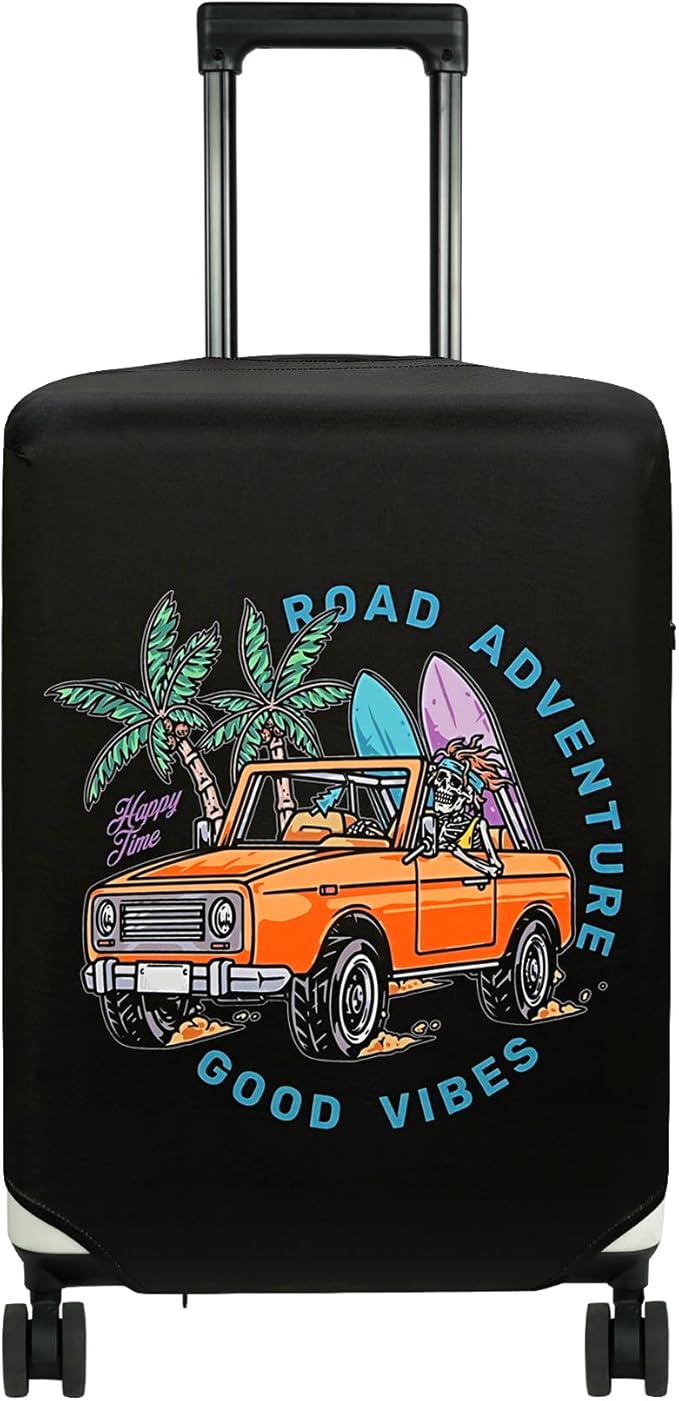 HYPER VENTURE Washable Luggage Cover - Fashion Suitcase Protector Fits 23-26 Inch Luggage (Road Adventure, M)