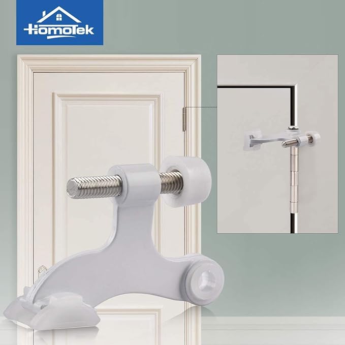 HOMOTEK 12 Pack Hinge Pin White Door Stopper,Adjustable Deluxe Heavy Duty Door Stopper 2-1/2"x1-3/4”,with White Rubber Bumper Tips