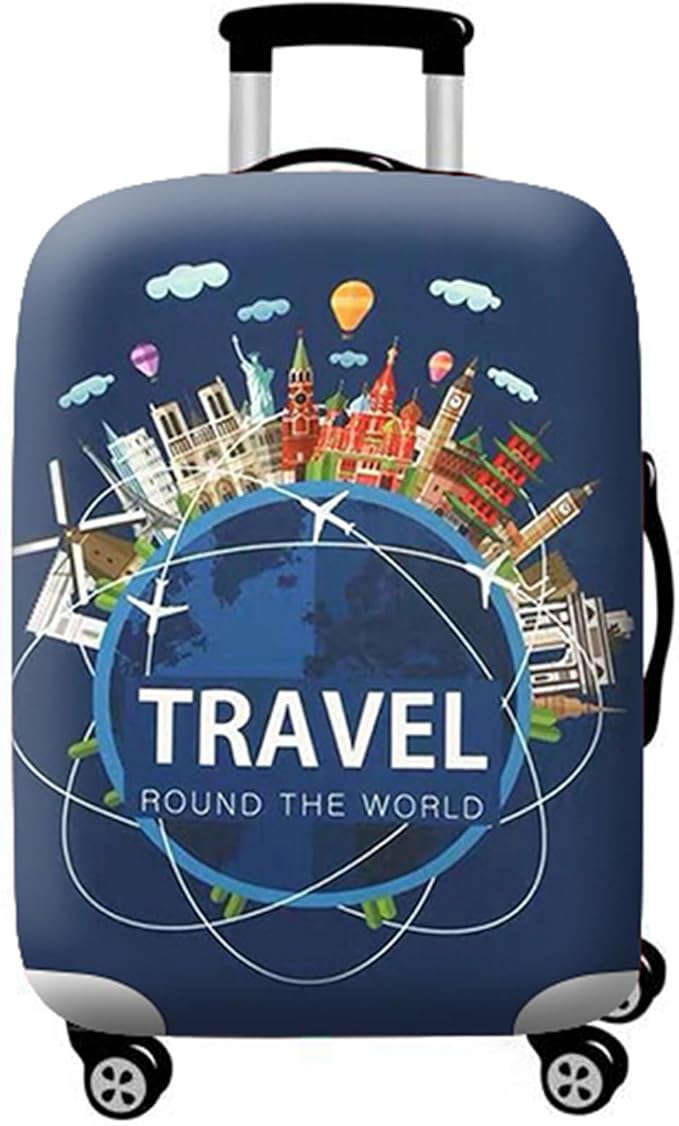 WUJIAONIAO Travel Luggage Cover Baggage Suitcase Cover Protector Skins 18-32 Inch (A9 TRAVEL, L (for 25-28 inch luggage))