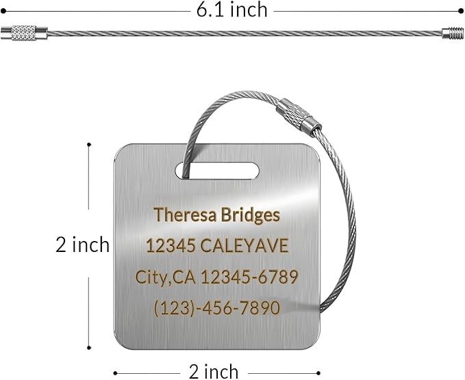 (5Pack Made in USA) Custom Personalized Luggage Tags-Customized Unique tag for Suitcase Backpack Travel,Bags (Metal (2 × 2))