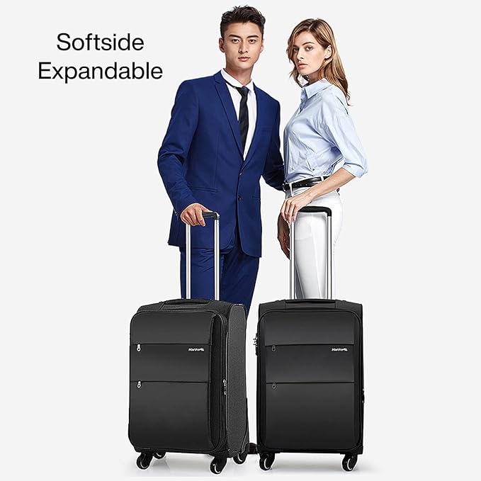 Hanke 20 Inch Expandable Carry On Luggage 22x14x9 Airline Approved Softside Suitcases with Wheels Lightweight Travel Luggage Rolling Suitcase with Lock for Men and Women.(Purple)