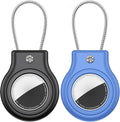 Waterproof Airtag Holder,2 Pack Air tag Case with Secure Lock,Airtags Keychain for Apple Airtag,Anti-Lost Protective Case Air tag Accessories for GPS Item Finder Tracker Luggage,Bag,Key,Pet-Black/Blue