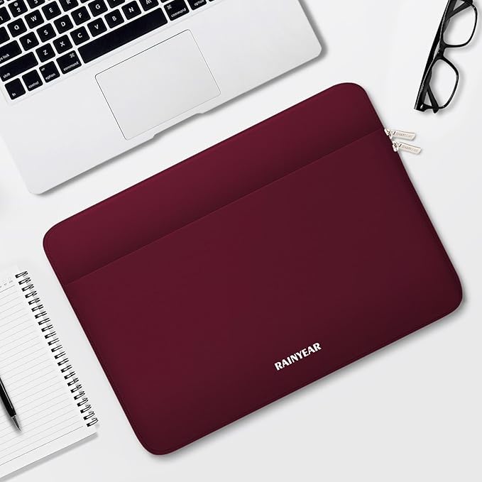 RAINYEAR Laptop Sleeve Case 15.6 Inch, Protective Portable Case with Front Pocket, Briefcase Handbag Computer Carrying Bag Laptop Bag Compatible for HP, Dell, Asus, Lenovo, Notebook, Red